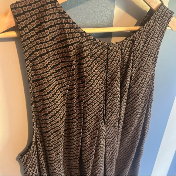 Lucky Brand Purple Black Ditsy Diamond Sleeveless Boho Pocket Dress L - Picture 6 of 10